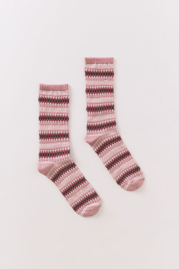 Women'secret Calcetines largos rombos rosa rosa