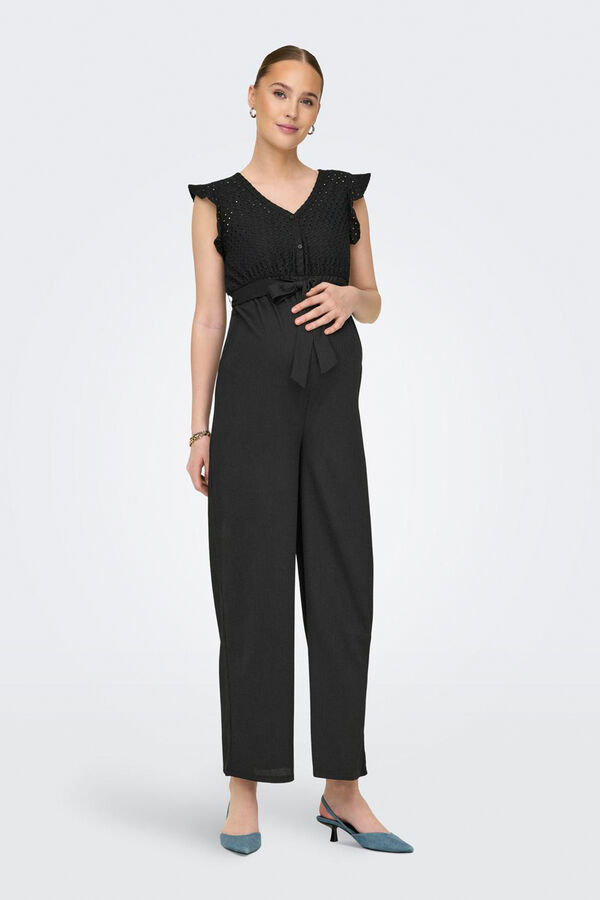 Only Maternity Macac&atilde;o comprido renda maternity preto