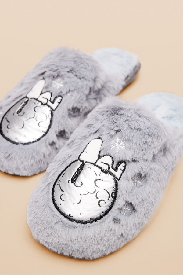 Women'secret Zapatillas casa pelo Snoopy gris