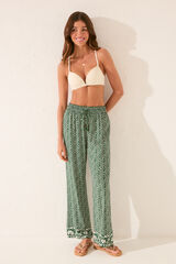 Women'secret Calça comprida de viscose com estampado geométrica verde