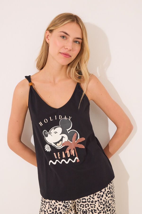 Women'secret Pijama Mickey Mouse com estampa animal preto