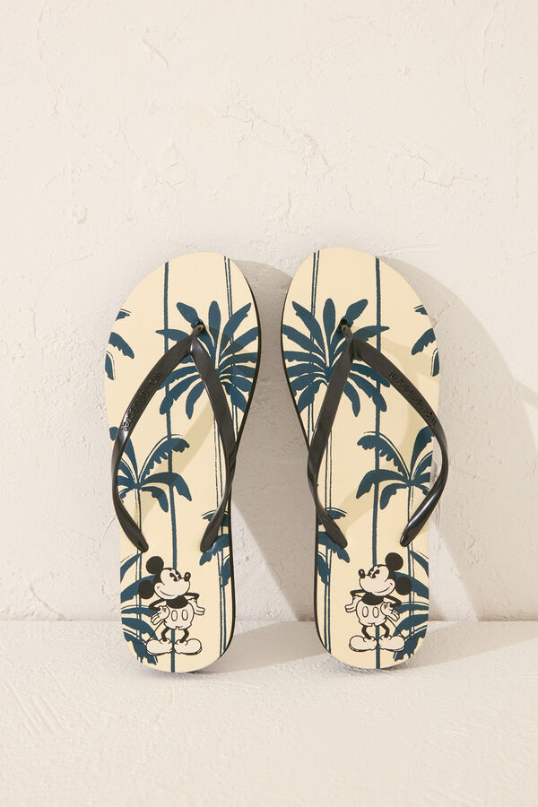 Women'secret Chanclas estampado Mickey Mouse blanco