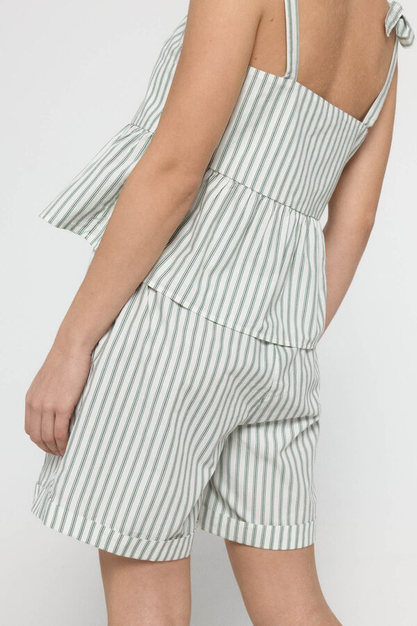 Pieces Shorts riscas branco