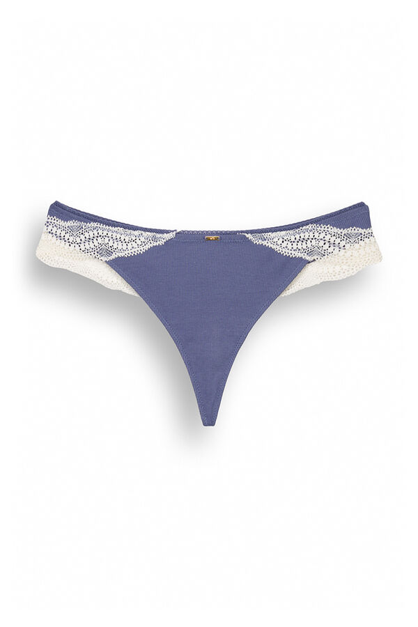 Women'secret Tanga tira algod&oacute;n azul azul