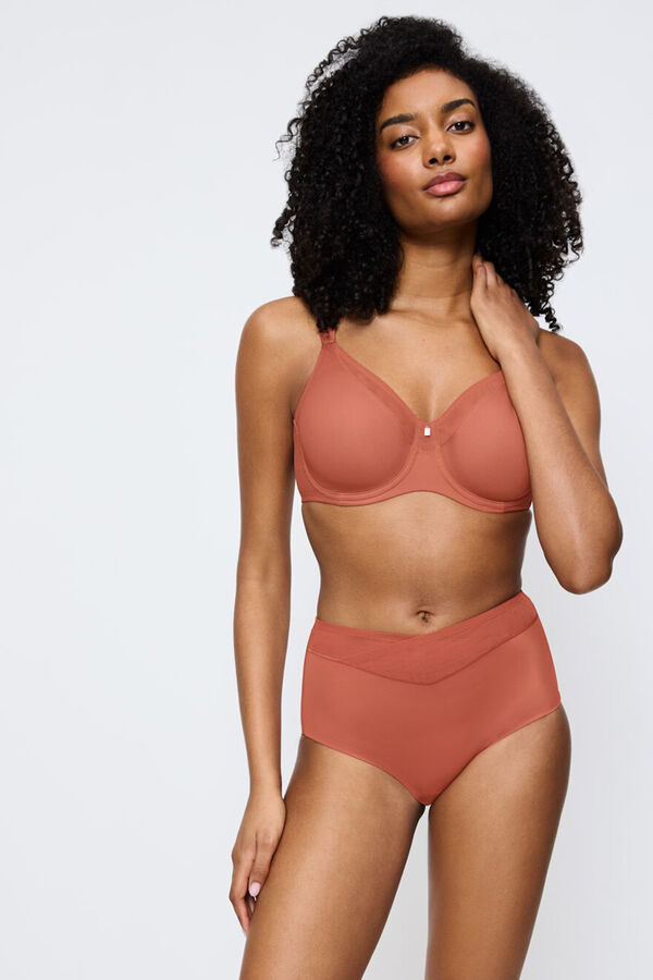 Triumph Calcinha maxi cintura alta com abertura nas pernas vermelho