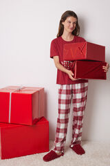 Women'secret Pijama 100% algod&oacute;n cuadros Minnie rojo