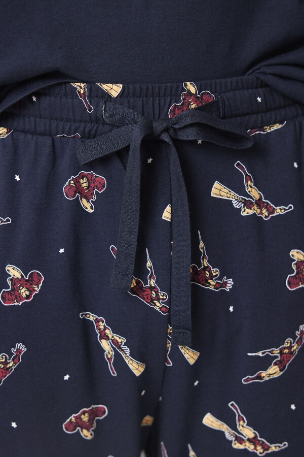 Women'secret Pijama largo hombre 100% algod&oacute;n "Iron Man" azul