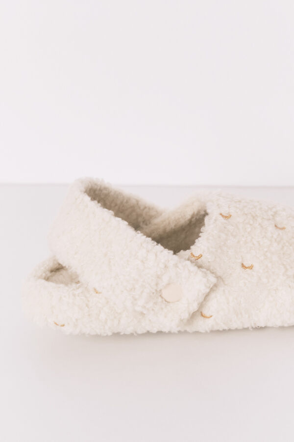 Women'secret Zapatillas casa borreguito blanco brillo marfil