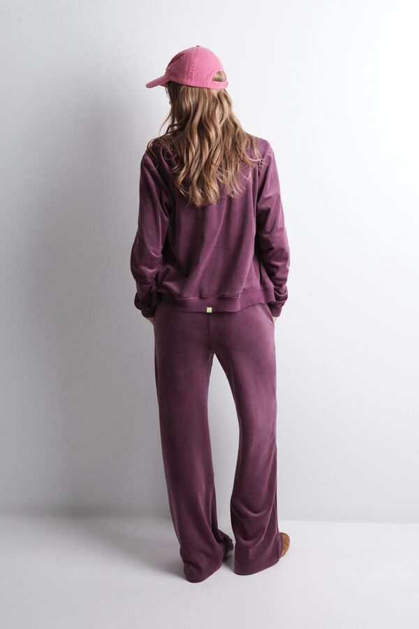 HI&BYE Pantal&oacute;n terciopelo suave vino burdeos