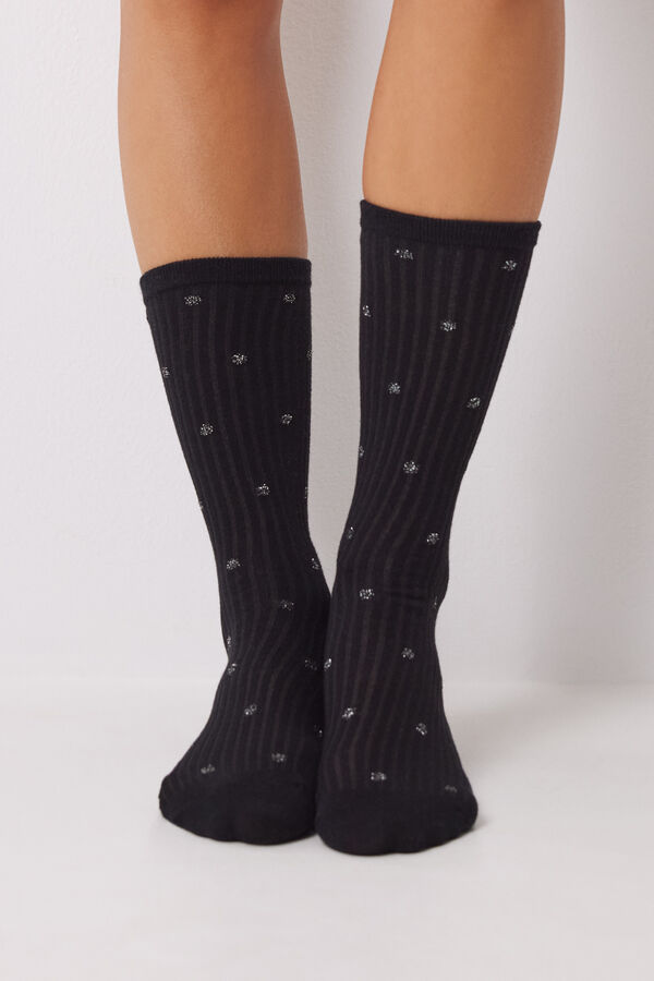 Women'secret Pack 3 calcetines altos negros lurex negro