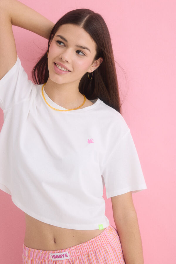 HI&BYE Pijama corto 100% algod&oacute;n rosa marfil