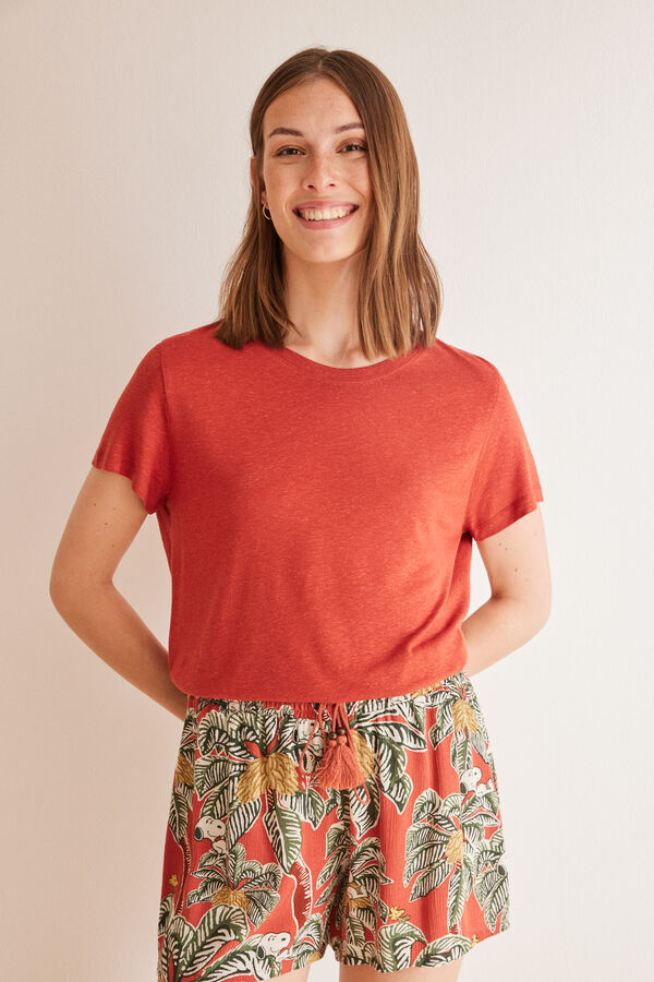 Women'secret Pantal&oacute;n corto viscosa Snoopy estampado