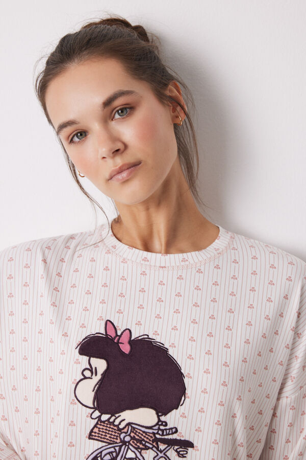 Women'secret Pijama largo estampado Mafalda  fucsia