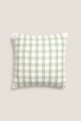 Textura Capa de almofada de algod&atilde;o xadrez bege