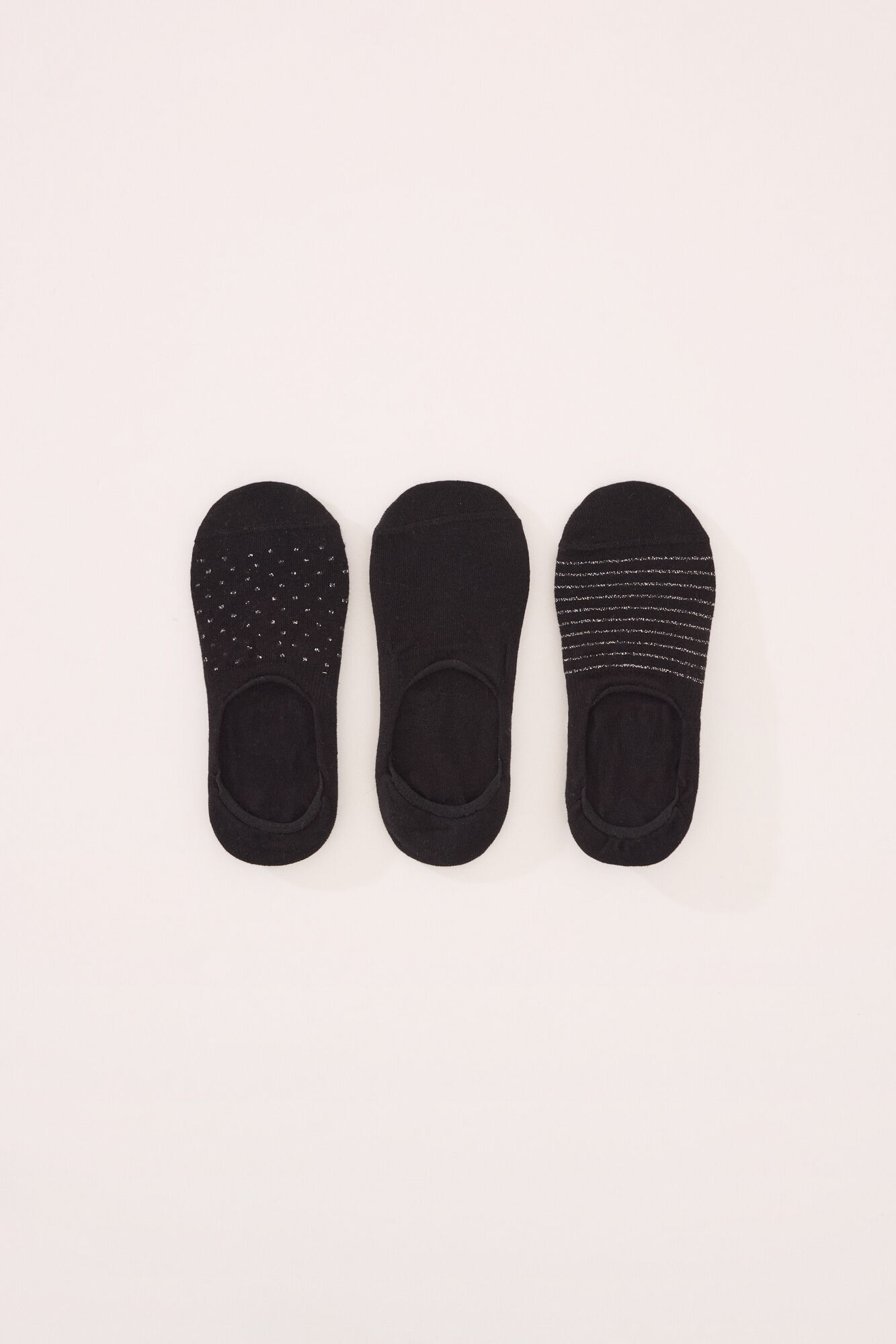 Women'secret Pack 3 meias invis&iacute;veis algod&atilde;o preto