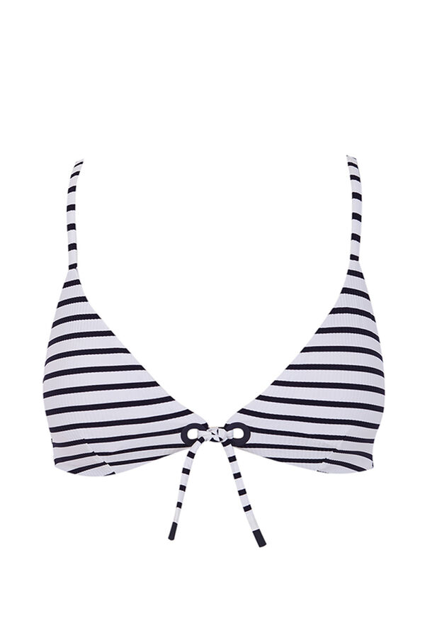 Women'secret Top bikini triangular sin aro rayas navy estampado