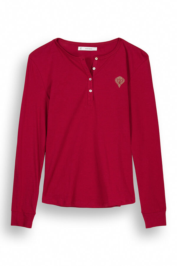 Women'secret T-shirt manga comprida 100% algod&atilde;o vermelha vermelho