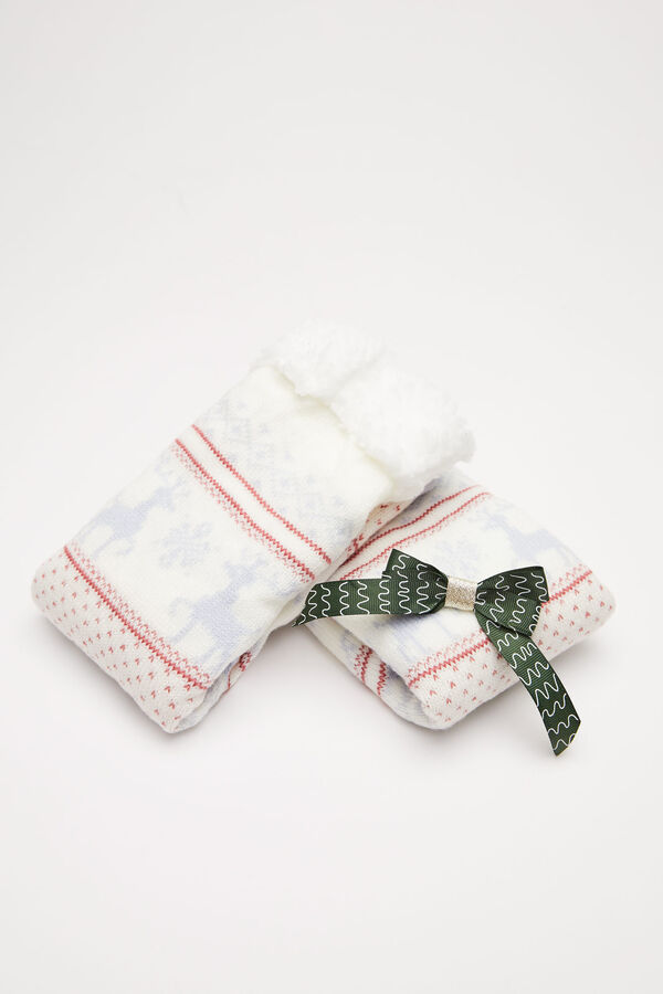 Women'secret Calcetines punto pelo estampado blanco