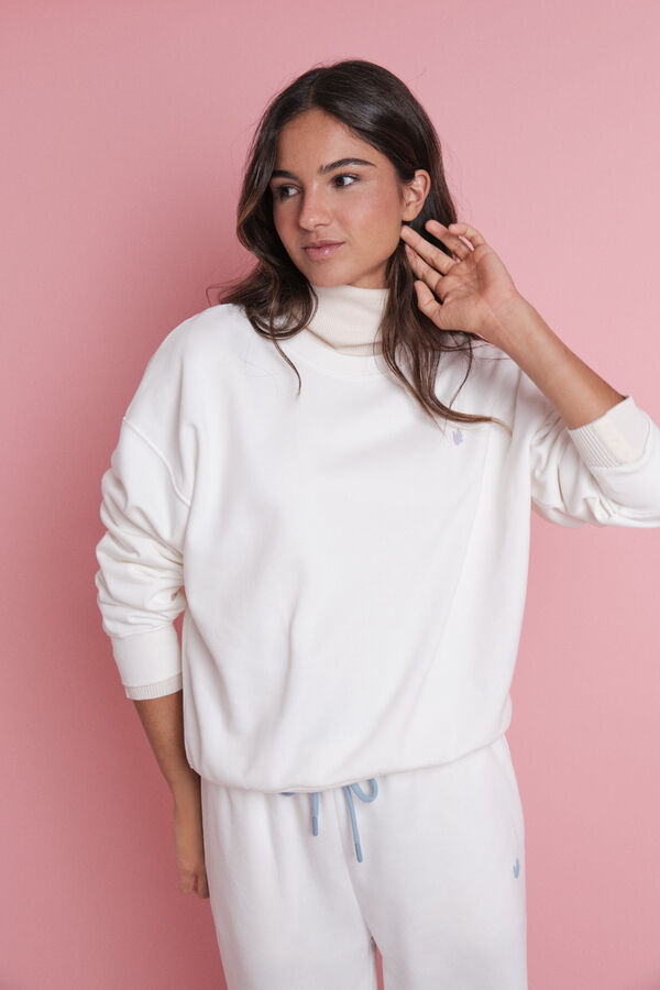 HI&BYE Sudadera felpa blanco logo marfil