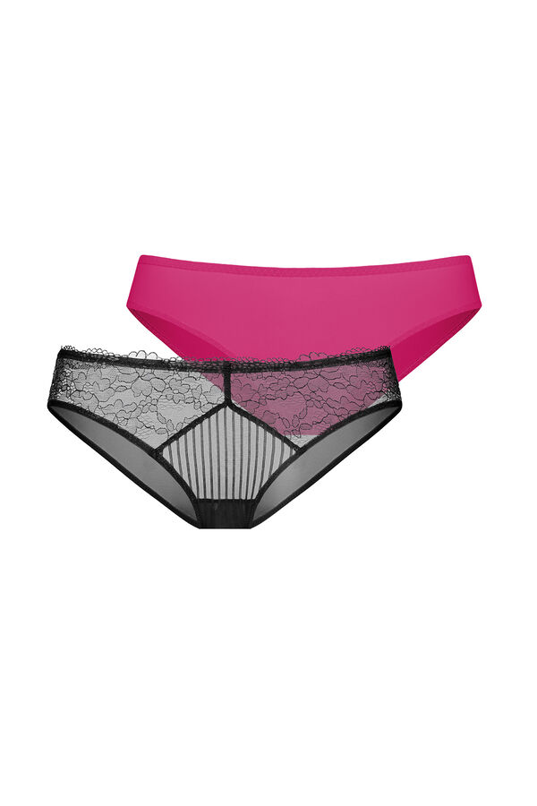 Dorina Pack 2 bragas encaje negro y rosa negro