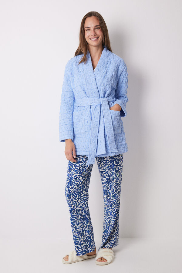 Women'secret Bata corta cruzada acolchada azul claro estampado