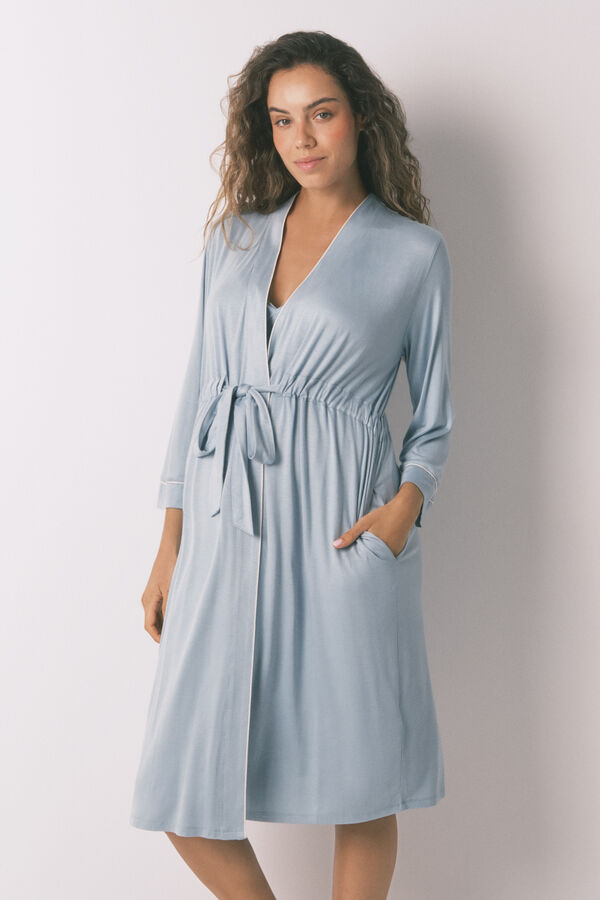 Women'secret Bata robe t&eacute;cnica "maternity" azul de soft touch azul