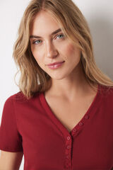 Women'secret Camiseta manga curta em tecido waffle vermelho vermelho