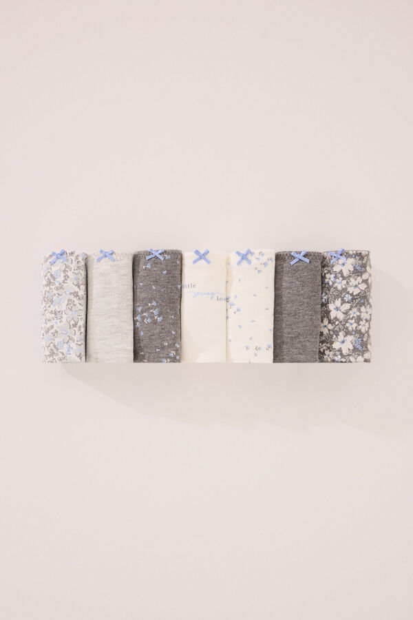 Women'secret Pack 7 bragas cl&aacute;sicas algod&oacute;n gris blanco estampado