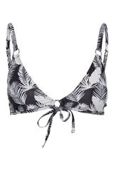Pieces Top de bikini estampado con detalle aro en el escote gris