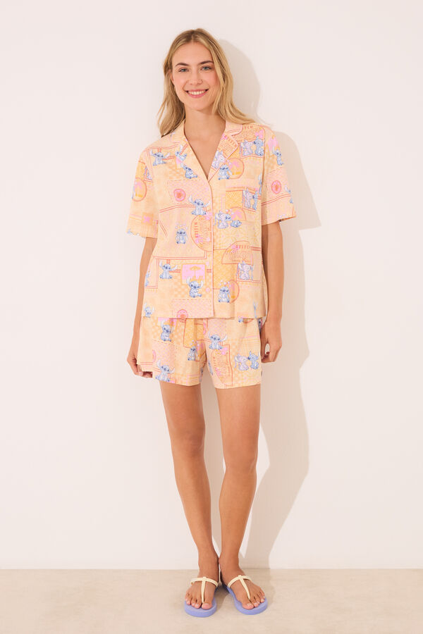 Women'secret Pijama corto camisero Lilo & Stitch  estampado