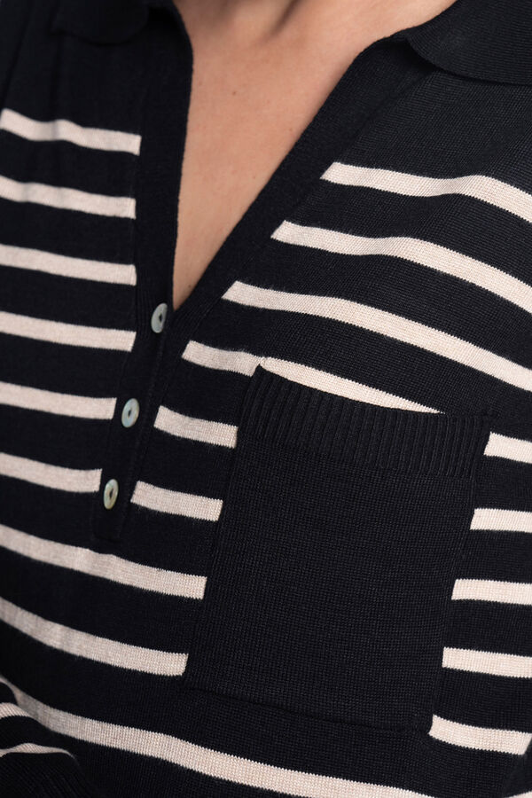 Ohma! Jersey rayado de canal&eacute; con cuello polo negro
