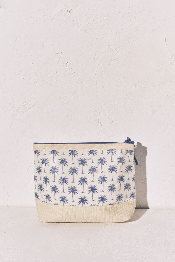 Women'secret Neceser mediano rafia palmeras azul