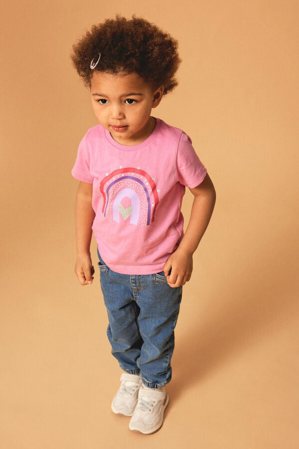 Name it T-shirt menina arco-&iacute;ris rosa