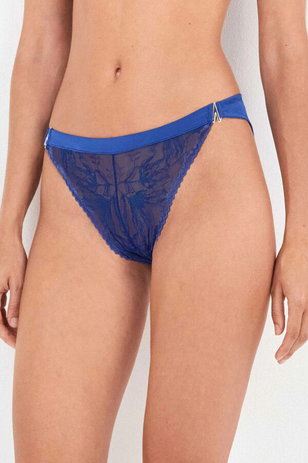 Gisela Cuequinha de biqu&iacute;ni de renda azul Klein azul