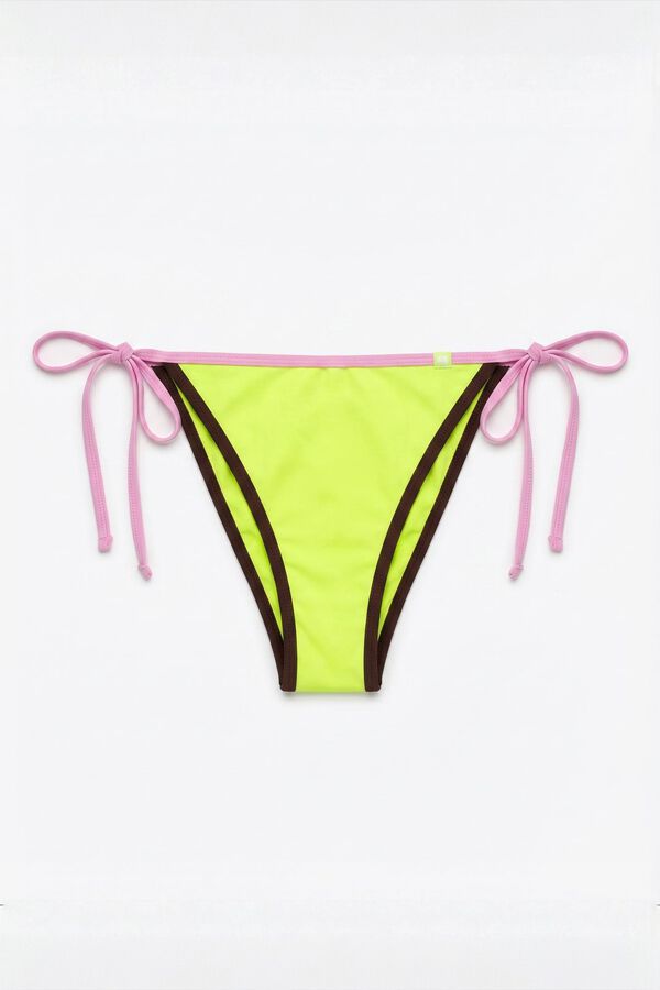 HI&BYE Braga bikini brasile&ntilde;a tiras amarilla estampado