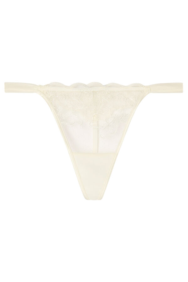 Women'secret Tanga tul y encaje blanco marfil