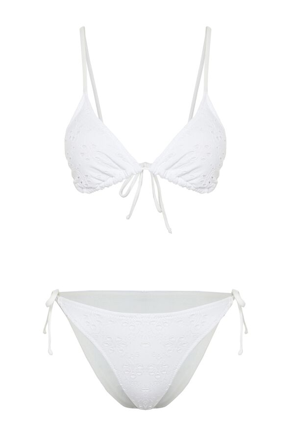 Trendyol Conjunto de biqu&iacute;ni triangular brocado branco