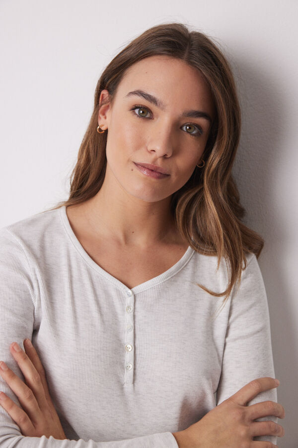 Women'secret Camiseta manga larga canal&eacute; gris gris