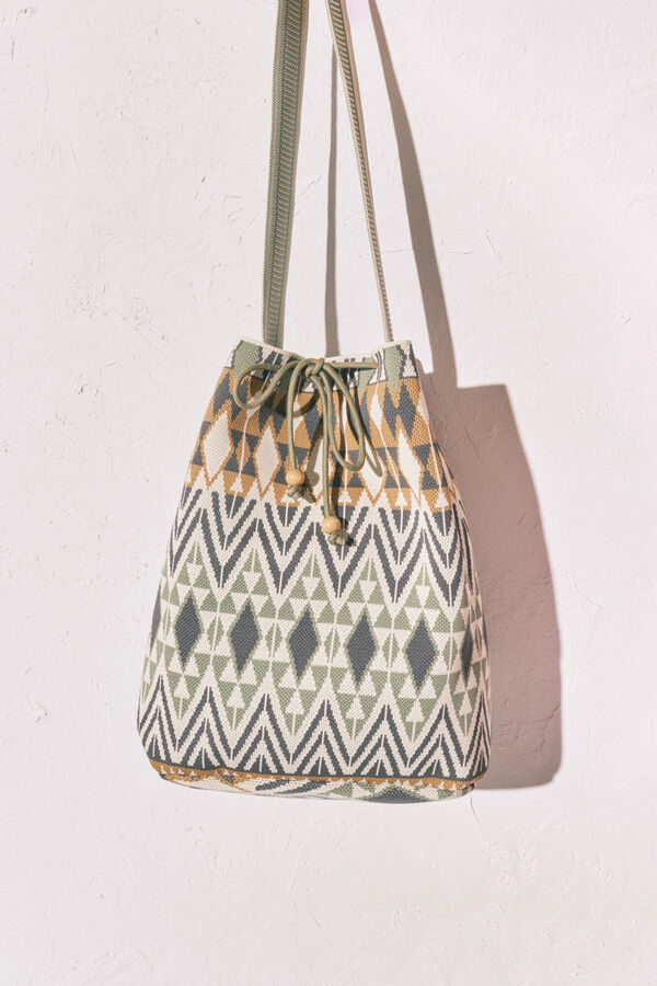 Women'secret Mala saco estampado jacquard caqui
