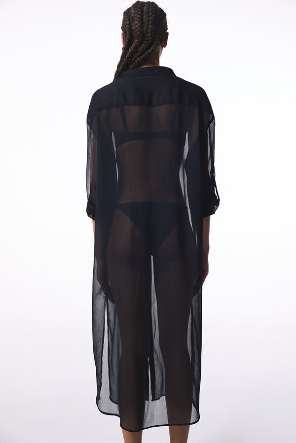 Penti Vestido camisero largo playa negro negro