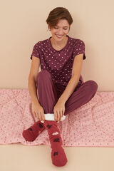 Women'secret Calcetines borreguito tricot La Vecina Rubia burdeos