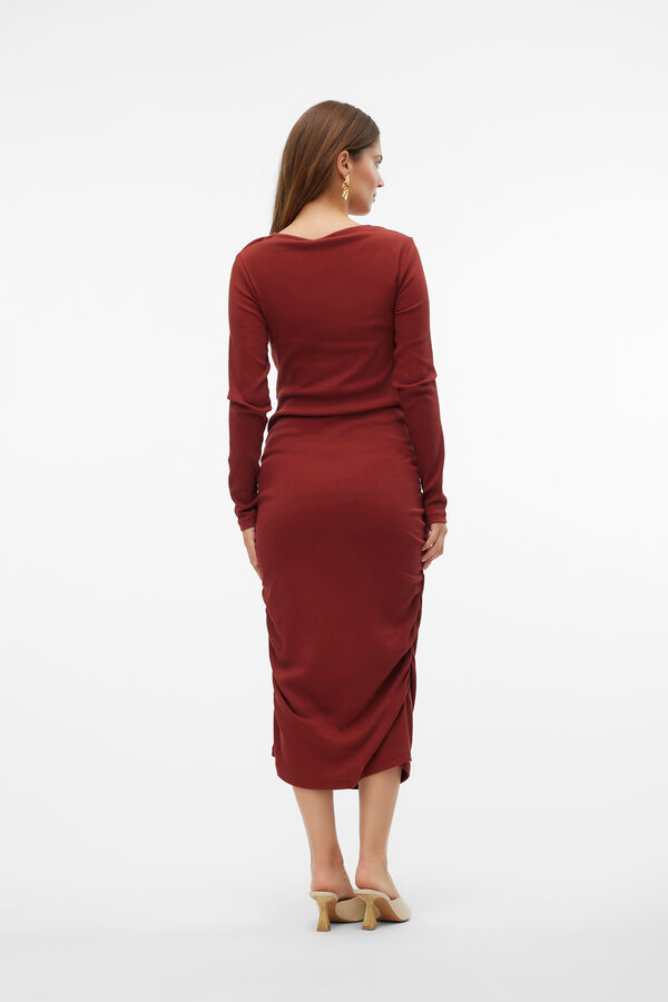 Mamalicious Vestido midi de malha fina para maternity castanho