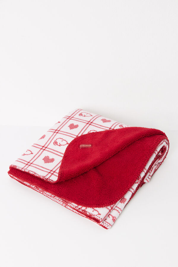 Women'secret Manta s&uacute;per suave cuadros Snoopy blanco