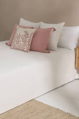 Textura Colcha acolchada flores algod&oacute;n. Cama 150-160cm. marfil