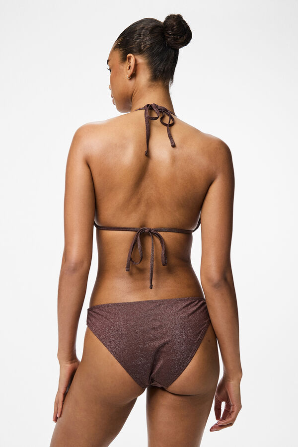 Pieces Top de biqu&iacute;ni lurex vermelho