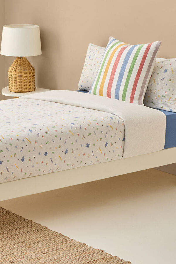 Textura Capa de edredão com malha arco-íris e estrelas cinzento