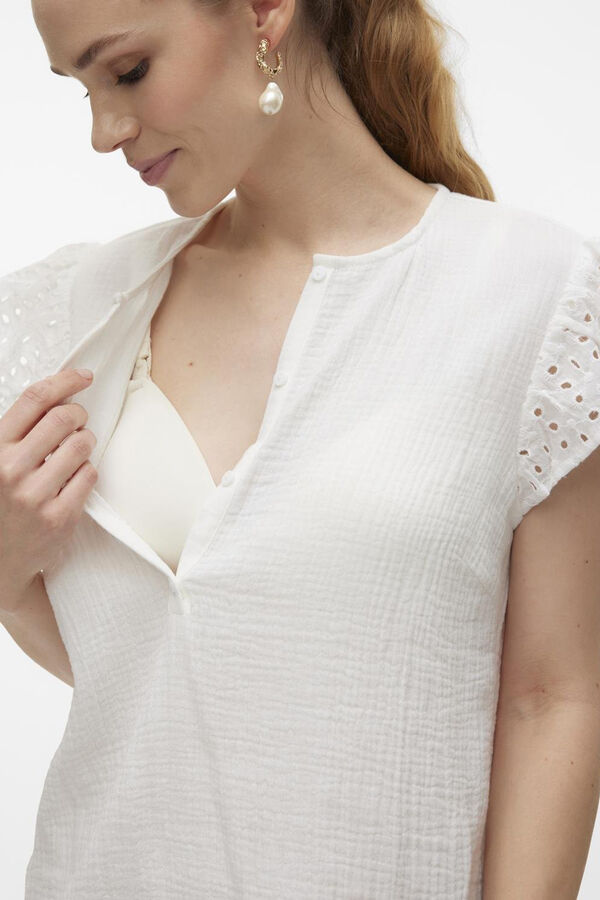 Mamalicious Top de algod&oacute;n maternity y lactancia  blanco