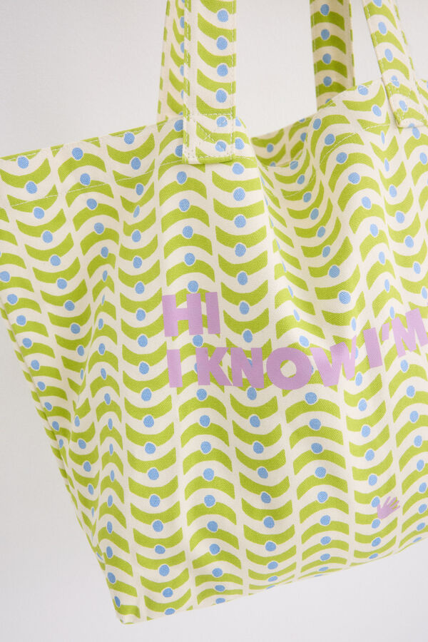 HI&BYE Bolso tote estampado amarillo estampado