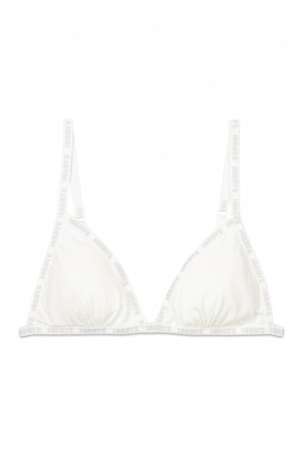 HI&BYE Suti&atilde; triangular em algod&atilde;o marfim com copas remov&iacute;veis bege