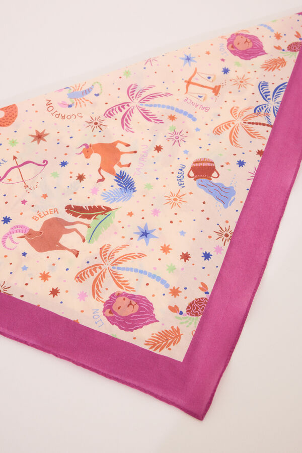 Women'secret Pa&ntilde;uelo print dibujos lila estampado